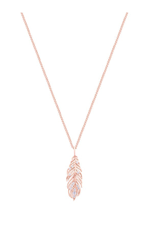 Carraig Donn Long Feather Pendant With Clear Stones