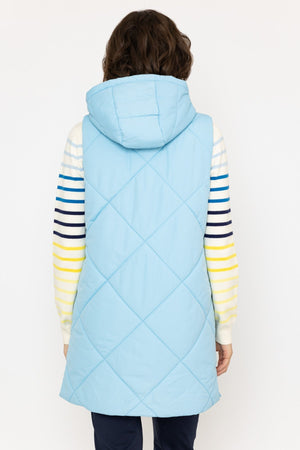 Carraig Donn Long Hooded Gilet in Blue