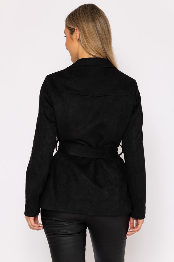 Carraig Donn Long Line Suede Biker in Black