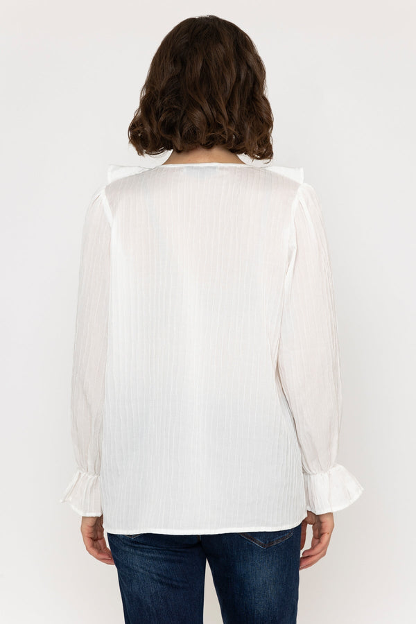 Carraig Donn Long Sleeve Ruffle Blouse in Ivory