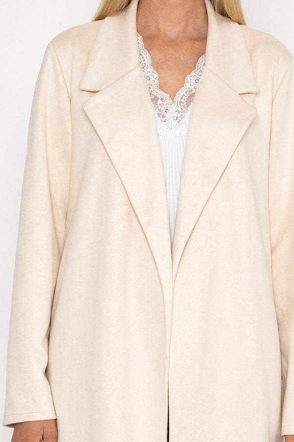 Carraig Donn Long Suede Coat in Beige