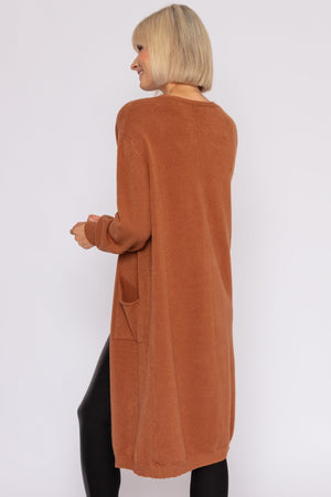 Carraig Donn Longline Cardigan in Brown