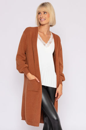 Carraig Donn Longline Cardigan in Brown