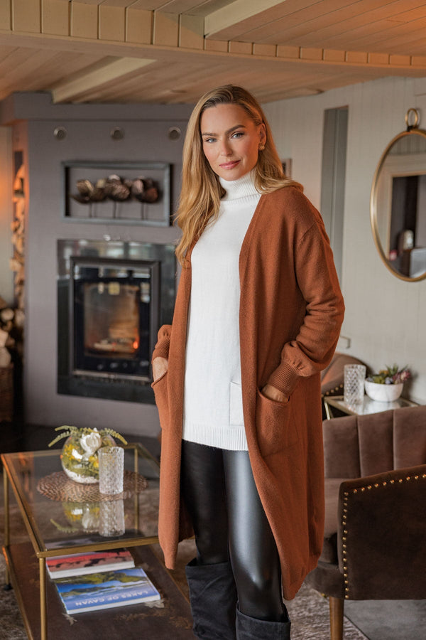 Carraig Donn Longline Cardigan in Brown