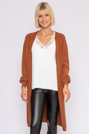 Carraig Donn Longline Cardigan in Brown