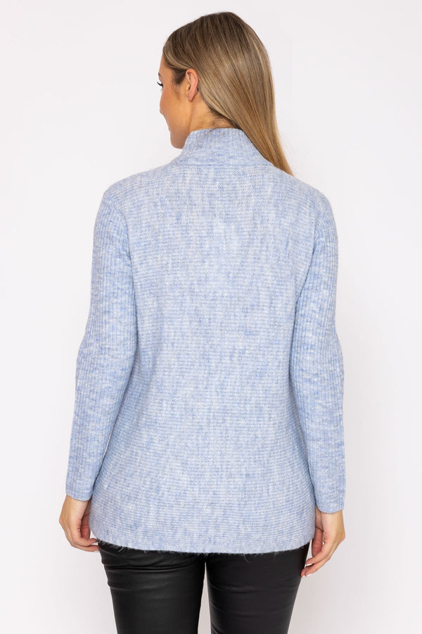 Carraig Donn Longline High Neck Knit in Blue