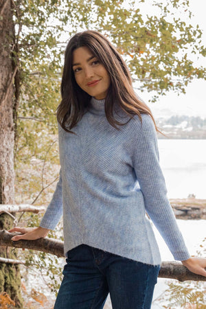 Carraig Donn Longline High Neck Knit in Blue