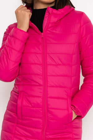 Carraig Donn Longline Puffa Coat in Pink