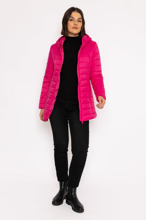 Carraig Donn Longline Puffa Coat in Pink
