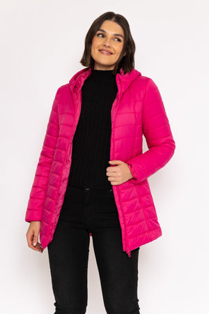 Carraig Donn Longline Puffa Coat in Pink