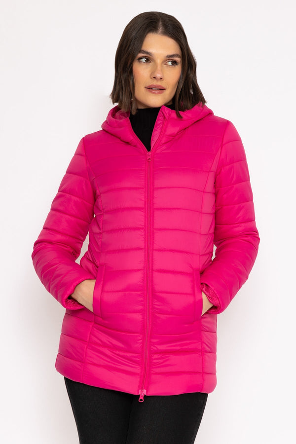 Carraig Donn Longline Puffa Coat in Pink
