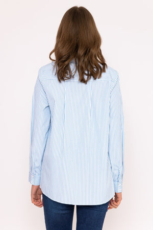 Carraig Donn Longline Stripe Shirt in Blue