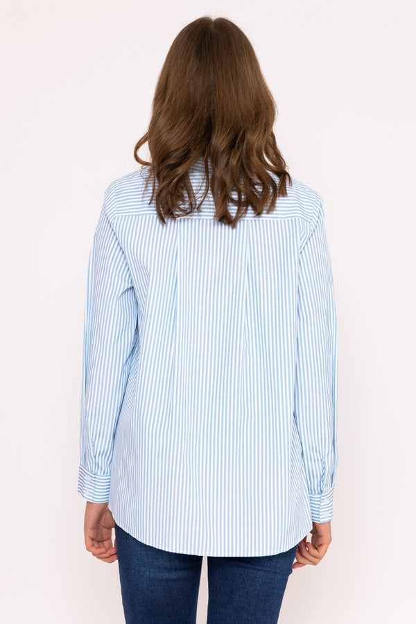 Carraig Donn Longline Stripe Shirt in Blue