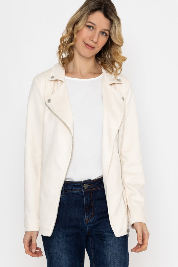 Carraig Donn Longline Suede Biker in Ecru