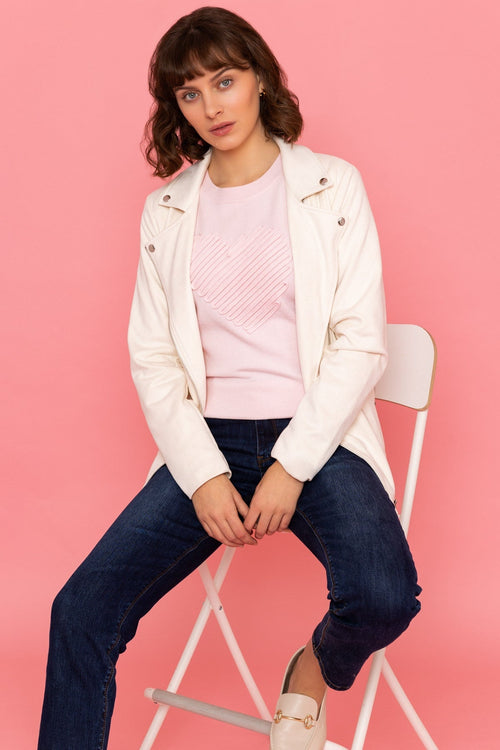 Carraig Donn Longline Suede Biker in Ecru
