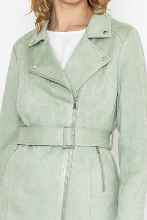 Carraig Donn Longline Suede Biker in Sage