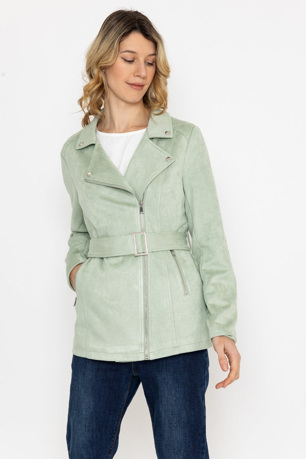 Carraig Donn Longline Suede Biker in Sage