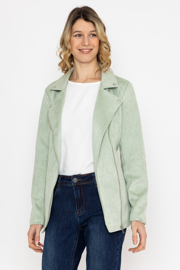 Carraig Donn Longline Suede Biker in Sage