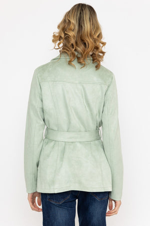 Carraig Donn Longline Suede Biker in Sage