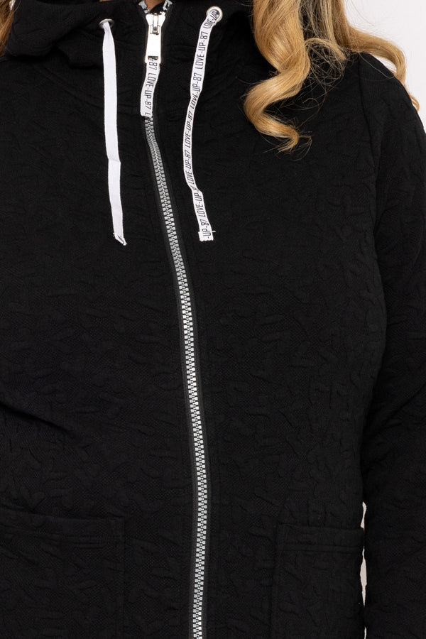 Carraig Donn Longline Zip Jacquard Jacket in Navy