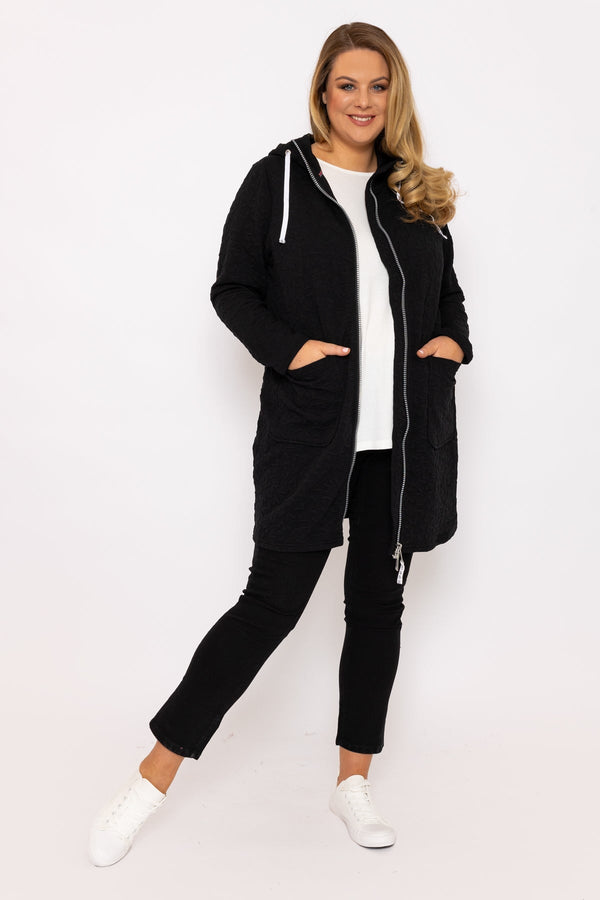 Carraig Donn Longline Zip Jacquard Jacket in Navy