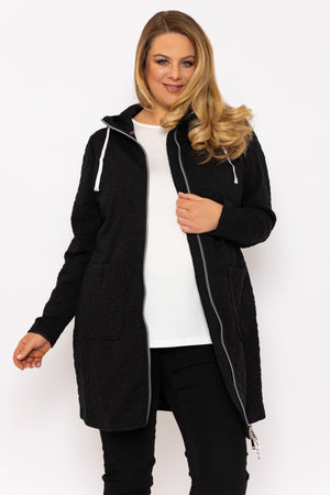 Carraig Donn Longline Zip Jacquard Jacket in Navy