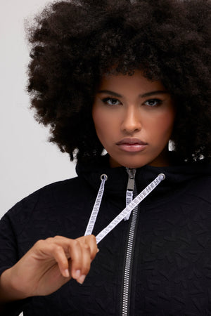 Carraig Donn Longline Zip Jacquard Jacket in Navy