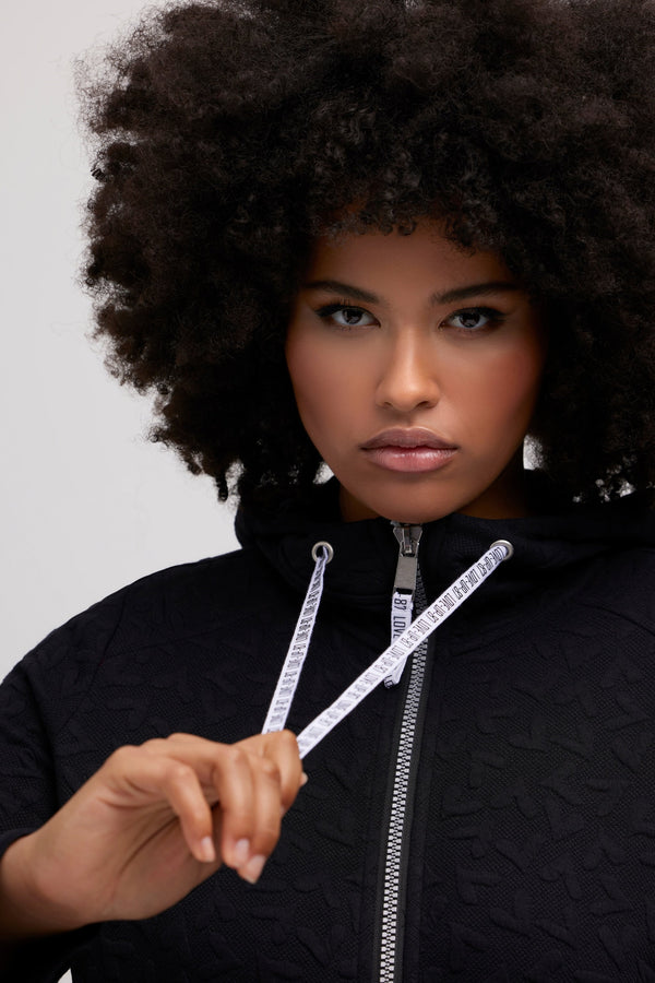 Carraig Donn Longline Zip Jacquard Jacket in Navy