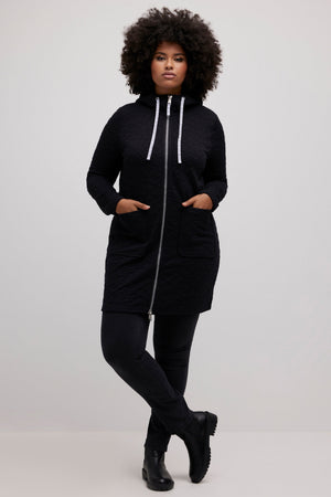 Carraig Donn Longline Zip Jacquard Jacket in Navy