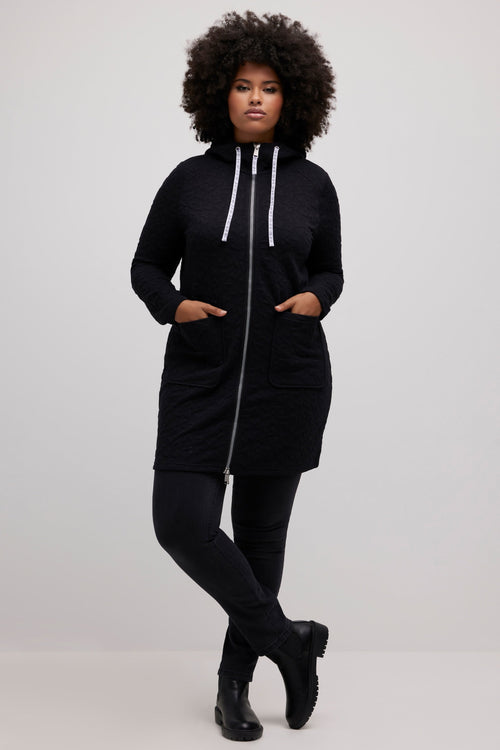 Carraig Donn Longline Zip Jacquard Jacket in Navy