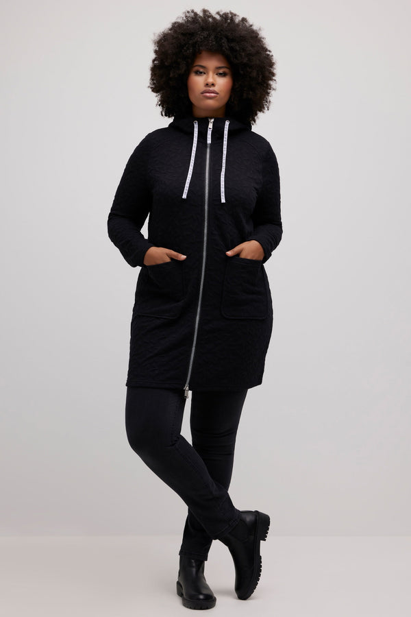 Carraig Donn Longline Zip Jacquard Jacket in Navy