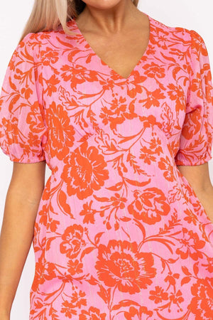 Carraig Donn Luna Pink Print Midi Dress
