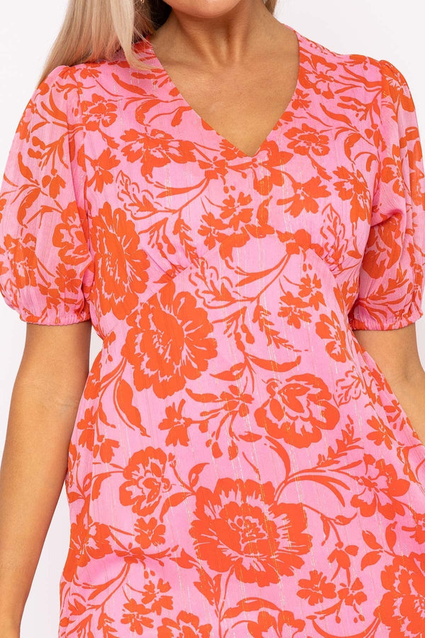 Carraig Donn Luna Pink Print Midi Dress