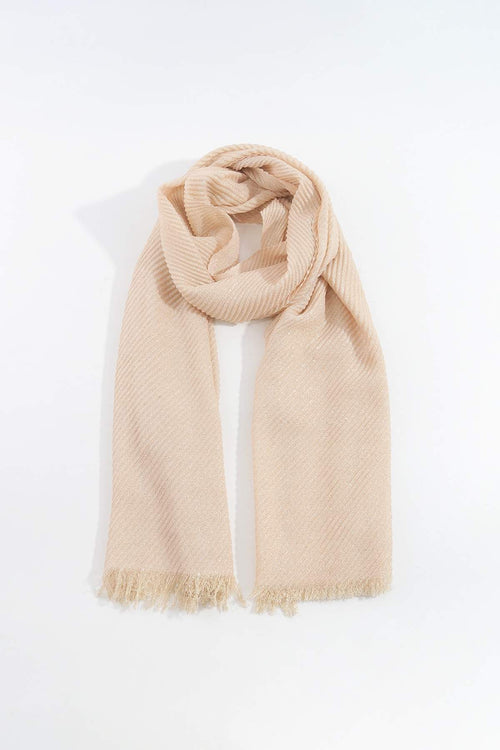 Lurex Pleated Occasion Scarf in Beige