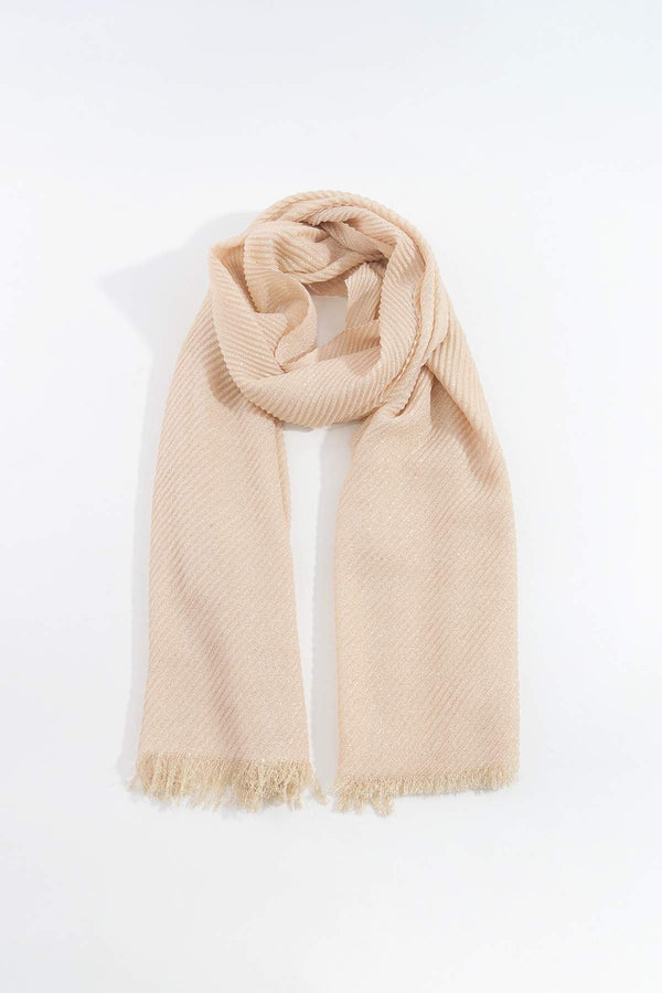 Carraig Donn Lurex Pleated Occasion Scarf in Beige