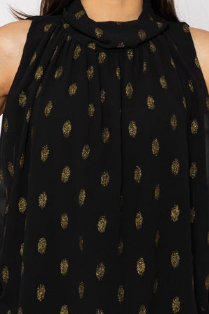 Carraig Donn Lurex Print Halter Top in Black