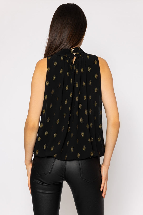 Carraig Donn Lurex Print Halter Top in Black