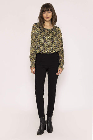 Carraig Donn Lurex Top in Green Print