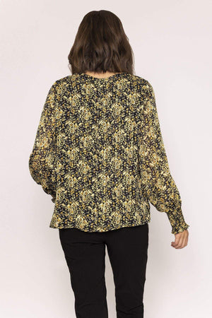 Carraig Donn Lurex Top in Green Print