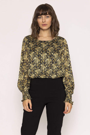 Carraig Donn Lurex Top in Green Print