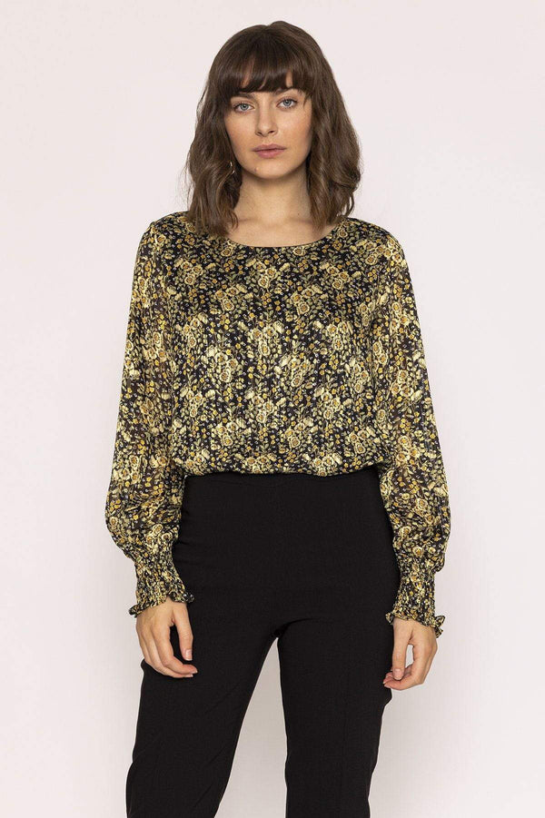 Carraig Donn Lurex Top in Green Print