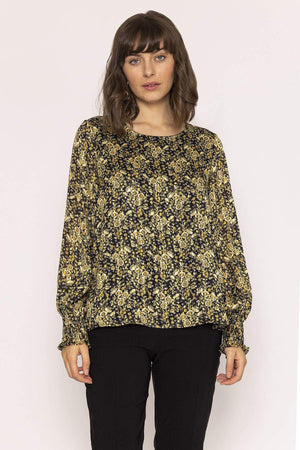 Carraig Donn Lurex Top in Green Print