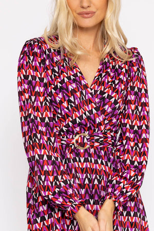 Carraig Donn Mabel Dress in Pink Geo Print