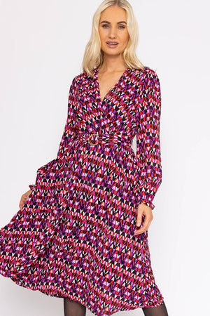 Carraig Donn Mabel Dress in Pink Geo Print