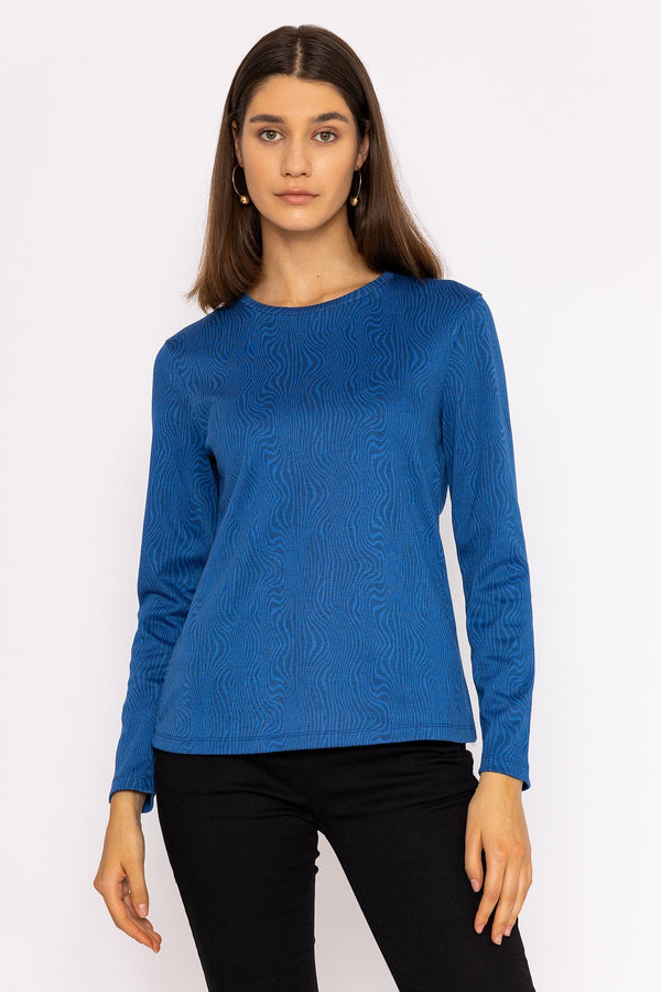 Carraig Donn Marble Crew Neck Sweatshirts in Blue
