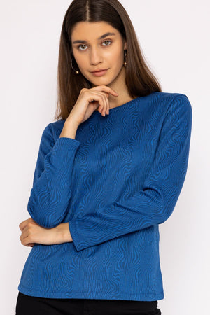 Carraig Donn Marble Crew Neck Sweatshirts in Blue