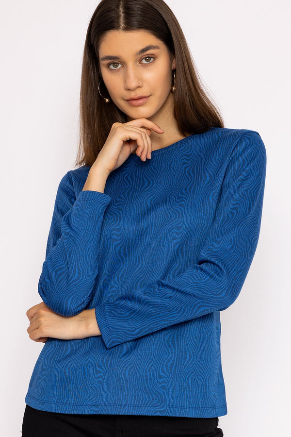 Carraig Donn Marble Crew Neck Sweatshirts in Blue