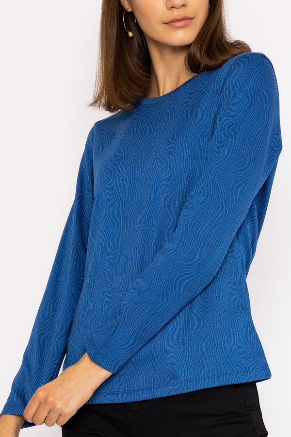 Carraig Donn Marble Crew Neck Sweatshirts in Blue