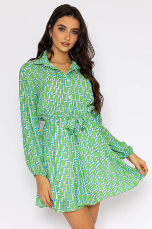 Carraig Donn Maria Mini Dress in Green Print