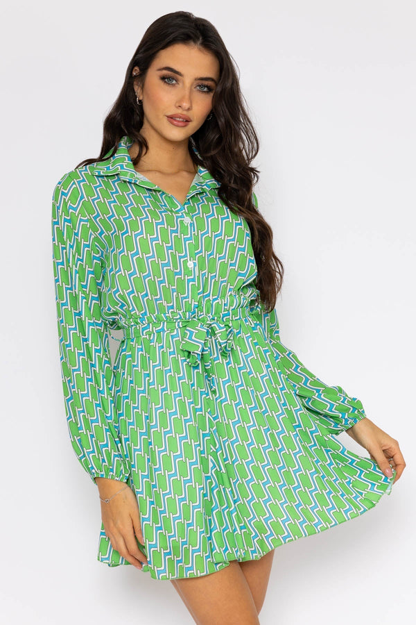 Carraig Donn Maria Mini Dress in Green Print